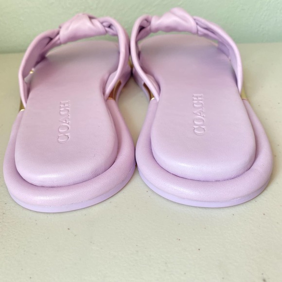 Coach Women's Brooklyn Leather Sandals - Violet Lilac Purple Twist Knot Slide 10 - Picture 6 of 10